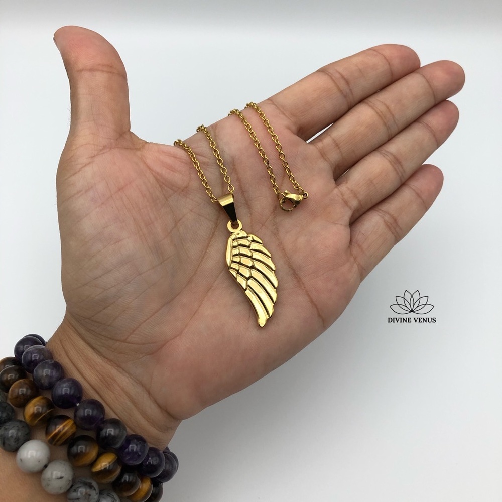 Angel Wing Necklace | Gold Plated Stainless Steel - Picture 2 of 9
